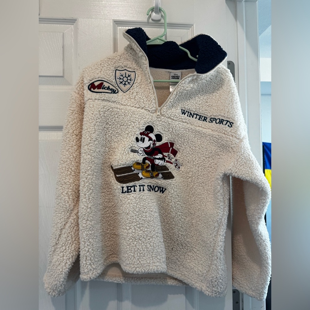 Disney Cream Teddy Jacket with Winter Sports Design